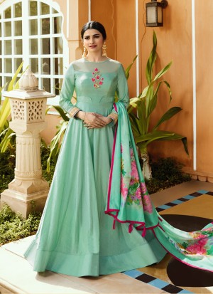 Online Shop Green Silk Gown Style Anarkali Tumbaa Primetime 35256 By Vinay Fashion